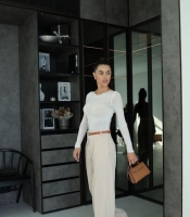 Брюки-палаццо женские из костюмки с высокой талией широкие классические весенние