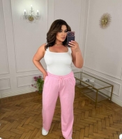 Брюки-джоггеры женские из двунитки повседневные на резинке средней посадки весенние