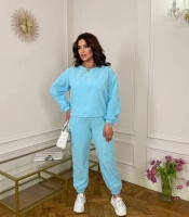 Костюм-двойка женский из вельвета с кофтой и брюками повседневный демисезонный