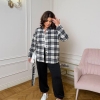 Рубашка женская фланелевая в клетку свободного кроя с длинными рукавами весенняя  k-128462