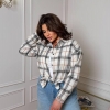 Рубашка женская в клетку из хлопка свободного кроя с длинными рукавами весенняя  k-128464