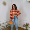 Рубашка женская в клетку из фланели свободного кроя с длинными рукавами весенняя  k-128465