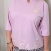Футболка женская хлопковая удлинённая оверсайз с кружевом весенняя  k-128471