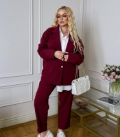 Костюм-двойка женский трикотажный оверсайз: жакет и прямые брюки
