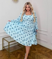 Платье женское из софта миди с цветочным принтом расклешенное весеннее