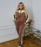 Спортивный костюм-двойка женский из двунитки: кофта на молнии и брюки джоггеры демисезонный