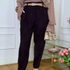 Брюки женские из хлопка regular fit со средней посадкой зауженные в рубчик повседневные  k-128513