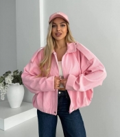 Бомбер женский из вельвета на подкладке оверсайз короткий весенний