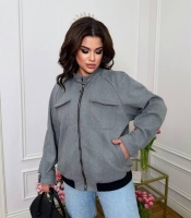 Бомбер женский из стрейч кашемира оверсайз на молнии с карманами средний весенний