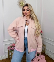 Бомбер женский из стрейч кашемира оверсайз на молнии с карманами средний весенний