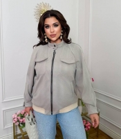 Бомбер женский из стрейч кашемира оверсайз на молнии с карманами средний весенний