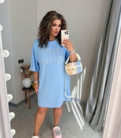 Платье-футболка женское из турецкого кулира со стразами оверсайз повседневное весеннее