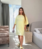 Платье-футболка женское из турецкого кулира со стразами оверсайз повседневное весеннее