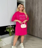 Платье-футболка женское из турецкого кулира со стразами оверсайз повседневное весеннее