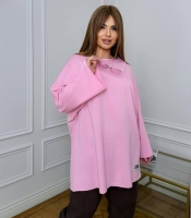 Лонгслив женский из двунитки оверсайз однотонный весенний