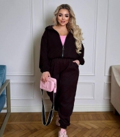 Спортивный костюм женский из вельвета с кофтой на молнии и джоггерами оверсайз демисезонный