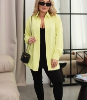 Костюм-тройка женский из крепа и трикотажа рубчик: рубашка майка и леггинсы оверсайз повседневный весенний