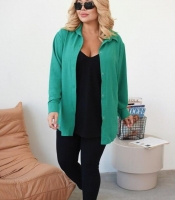 Костюм-тройка женский из крепа и трикотажа рубчик: рубашка майка и леггинсы повседневный весенний