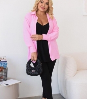 Костюм-тройка женский из крепа и трикотажа рубчик: рубашка майка и леггинсы повседневный весенний