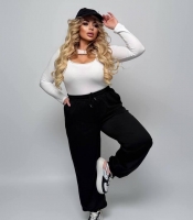 Брюки женские трикотажные палаццо с высокой посадкой на резинке повседневные демисезонные