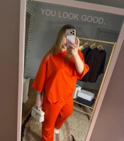 Прогулочный костюм женский из двунитки двойка с кофтой и брюками свободного кроя демисезонный