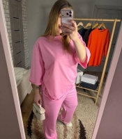 Прогулочный костюм женский из двунитки двойка с кофтой и брюками свободного кроя демисезонный