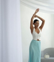 Юбка женская миди из шелка Армани струящаяся слегка расклешенная повседневная весенняя