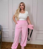 Брюки женские велюровые палаццо с высокой посадкой на резинке повседневные демисезонные