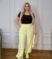 Брюки женские велюровые палаццо с высокой посадкой на резинке повседневные демисезонные