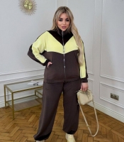 Костюм-двойка женский велюровый повседневный с кофтой на молнии и свободными брюками оверсайз демисезонный