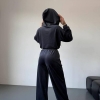 Спортивный костюм женский велюровый демисезонный двойка с худи на молнии и свободными брюками  k-128663