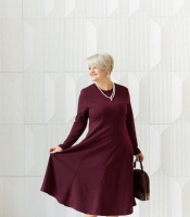 Платье-трапеция женское из двунитки повседневное весеннее миди с длинными рукавами свободного кроя больших размеров