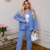 Костюм-двойка женский из микровельвета с рубашкой на пуговицах и прямыми брюками весенний  k-128773