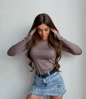 Лонгслив женский из микродайвинга базовый облегающий с длинным рукавом весенний