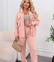 Костюм-двойка женский из вельвета х/б с курткой и джогерами весенний