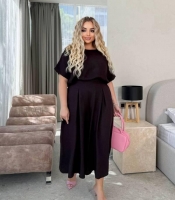 Костюм-двойка женский льняной с блузой и широкими брюками летний