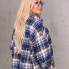Рубашка женская фланелевая свободного кроя в клетку с воротником на пуговицах удлинённая весенняя  k-128837