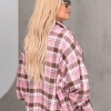 Рубашка женская фланелевая свободного кроя в клетку с воротником на пуговицах удлинённая весенняя  k-128839
