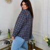 Рубашка женская хлопковая фланелевая в клетку свободного кроя с длинным рукавом весенняя  k-128865
