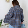 Рубашка женская хлопковая фланелевая в клетку свободного кроя с длинным рукавом весенняя  k-128865