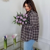Рубашка женская хлопковая фланелевая в клетку свободного кроя с длинным рукавом весенняя  k-128866