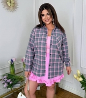 Рубашка женская хлопковая фланелевая в клетку свободного кроя с длинным рукавом весенняя