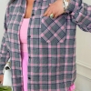 Рубашка женская хлопковая фланелевая в клетку свободного кроя с длинным рукавом весенняя  k-128867