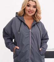 Ветровка женская удлинённая с капюшоном на молнии из плащевой ткани Эмми с нейлоновой подкладкой весенняя