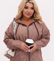 Ветровка женская из плащевой ткани Эмми удлинённая с капюшоном на молнии с нейлоновой подкладкой весенняя