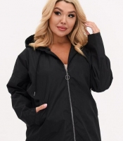 Ветровка женская удлинённая с капюшоном на молнии из плащевой ткани Эмми с нейлоновой подкладкой весенняя