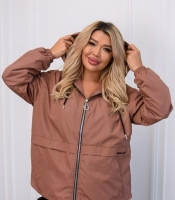 Ветровка женская из плащевки Эмми на подкладке с капюшоном на молнии с карманами и рукавом реглан весенняя