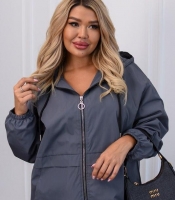 Ветровка женская из плащевки Эмми на подкладке с капюшоном на молнии с карманами и рукавом реглан весенняя