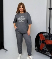 Спортивный костюм унисекс из двунитки петля меланж с футболкой и джоггерами на резинке со шнурком и карманами демисезонный