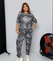 Спортивный костюм унисекс из двунитки петля меланж с футболкой и джоггерами на резинке со шнурком и карманами демисезонный